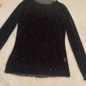 NWT ALLEGRA K. DARK BLACK sparkle cami top combo. Size large.
